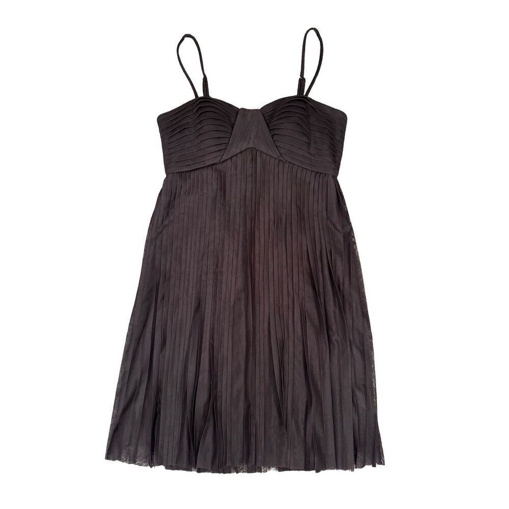 Calvin Klein Black Pleated Mini Dress with Spaghetti Straps